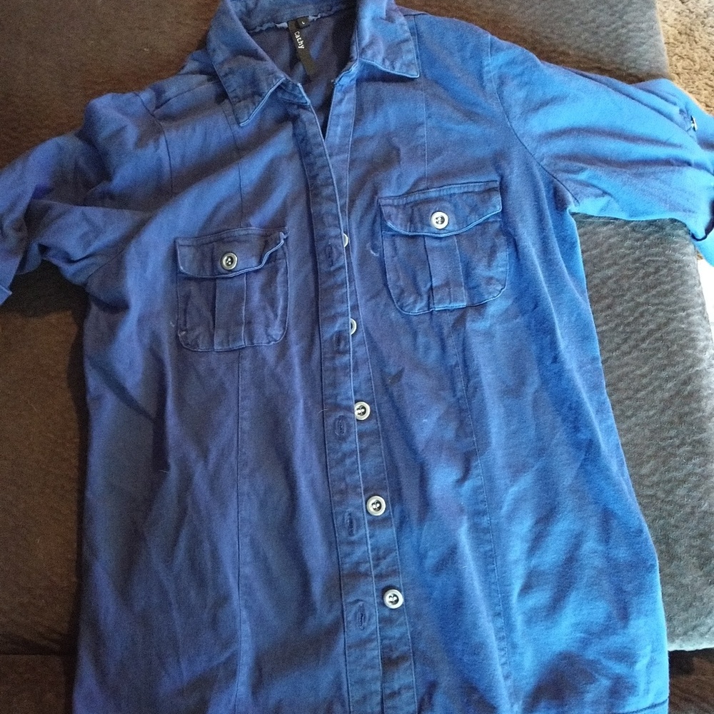 Blue button up blouse